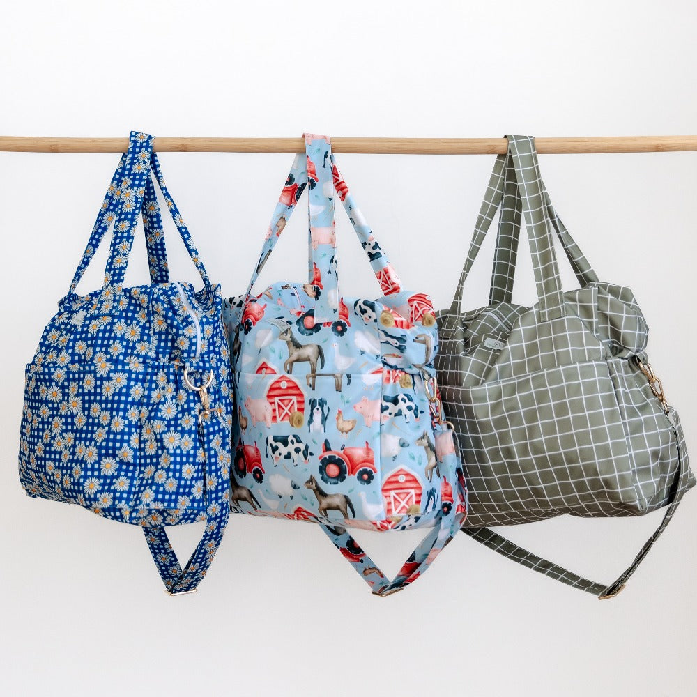 Bear & Moo Reusable Day Bags | Nappy Bags | Daisy Gingham print