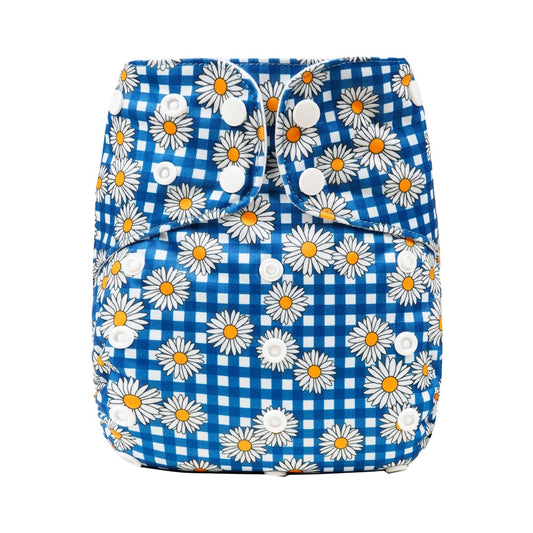 Bear & Moo Reusable Cloth Nappies | Large Reusable Nappy | Daisy Gingham print