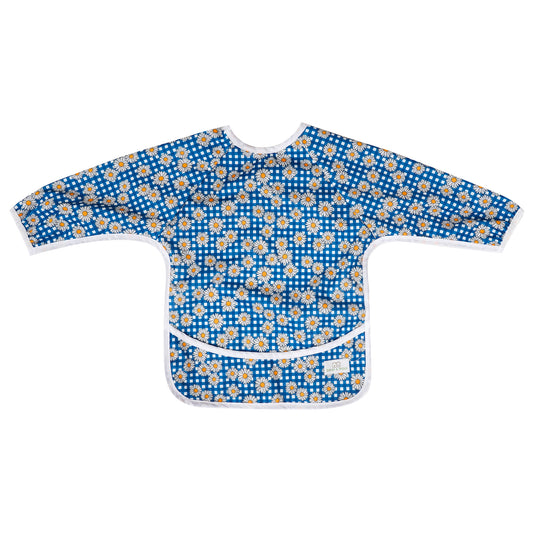 Bear & Moo Sleeved Bib | Waterproof Reusable Bib | Daisy Gingham print
