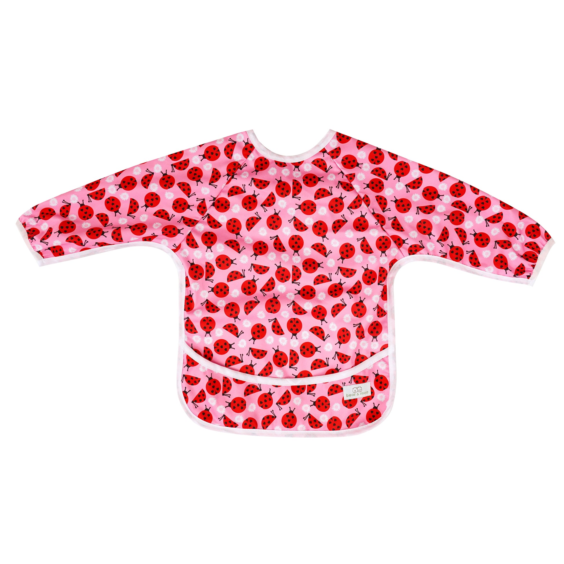 Bear & Moo Sleeved Bib | Waterproof Reusable Bib | Love Bugs print
