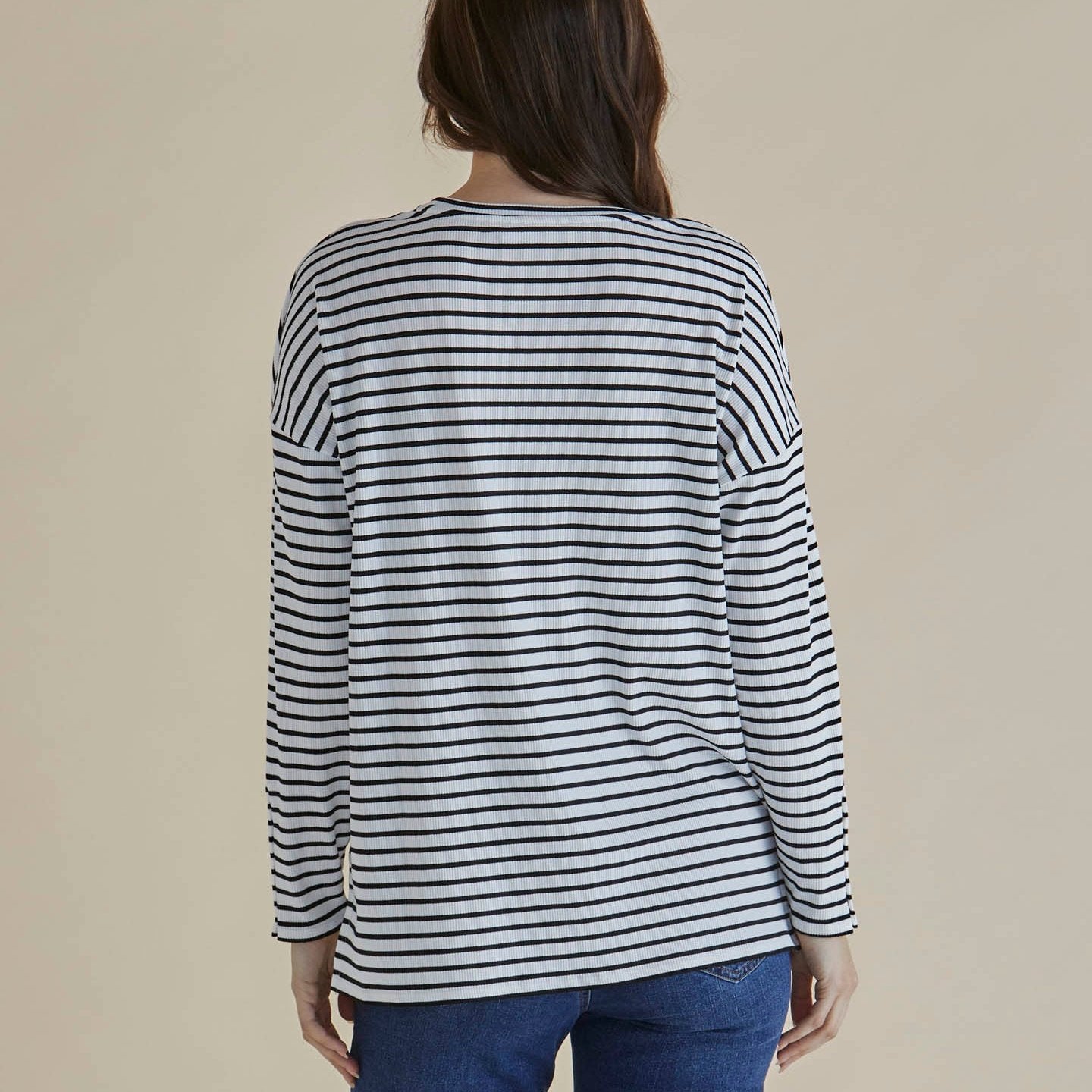 Betty Basics Hendrix Ribbed Long Sleeve Tee | Stripe available at Bear & Moo
