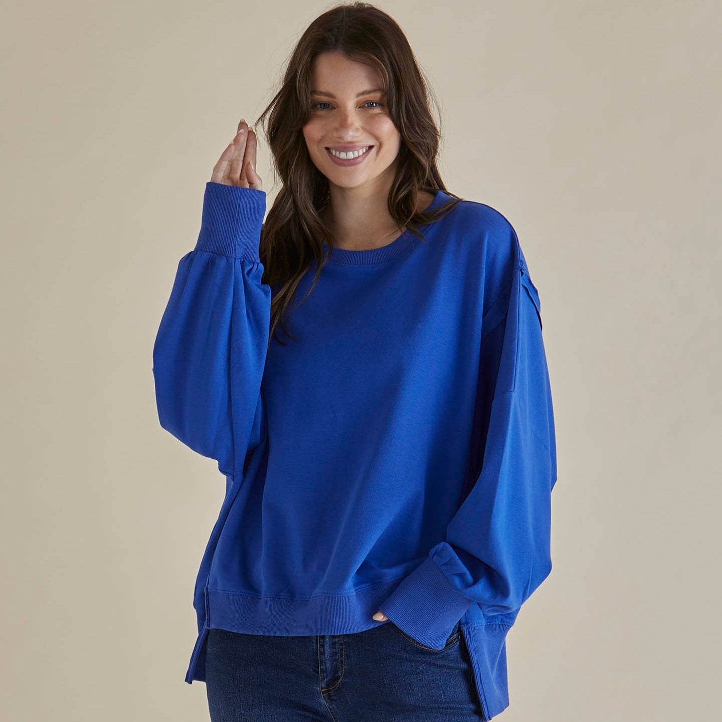 Betty Basics Mykie Jumper | Blue available at Bear & Moo