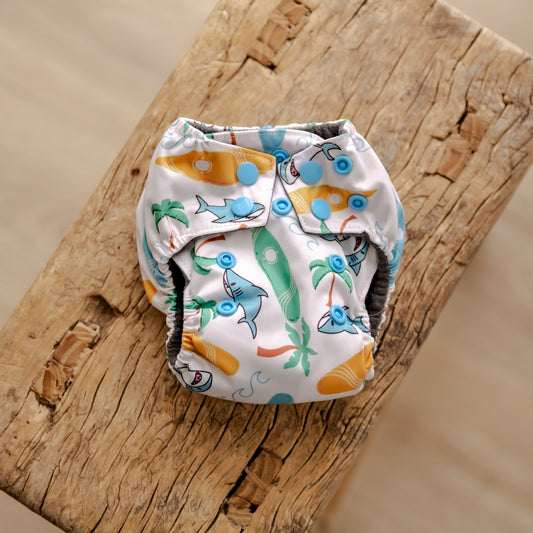 Surf Sharks Newborn Nappy