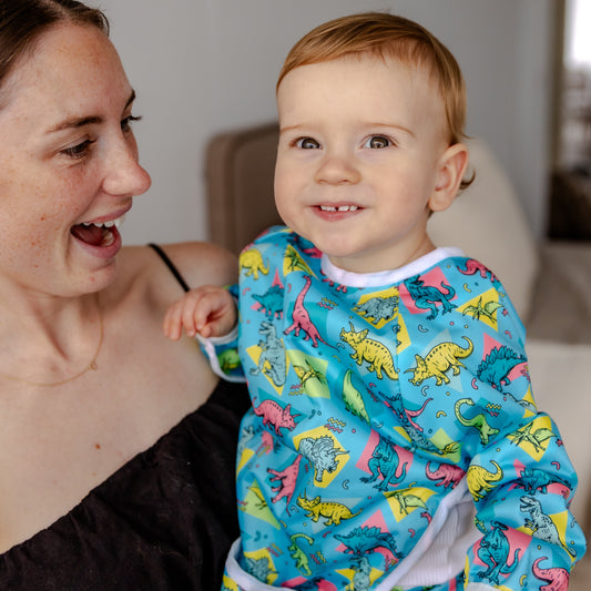 Sleeved Bib | Electric Dino
