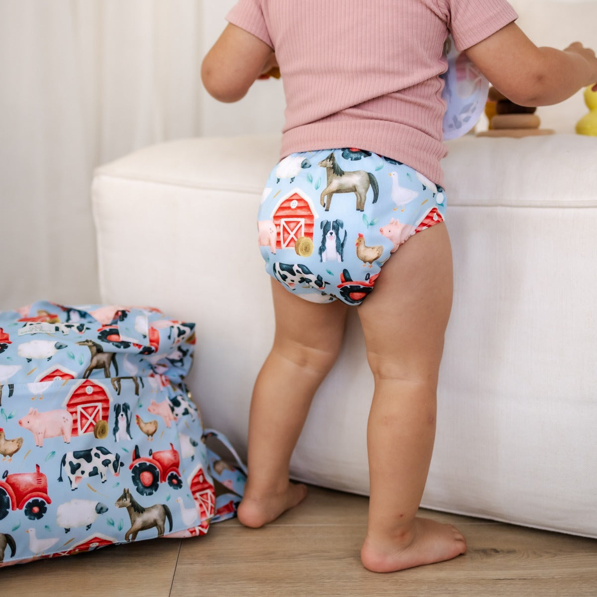 Bear & Moo Reusable Day Bags | Nappy Bags | Daisy Gingham print