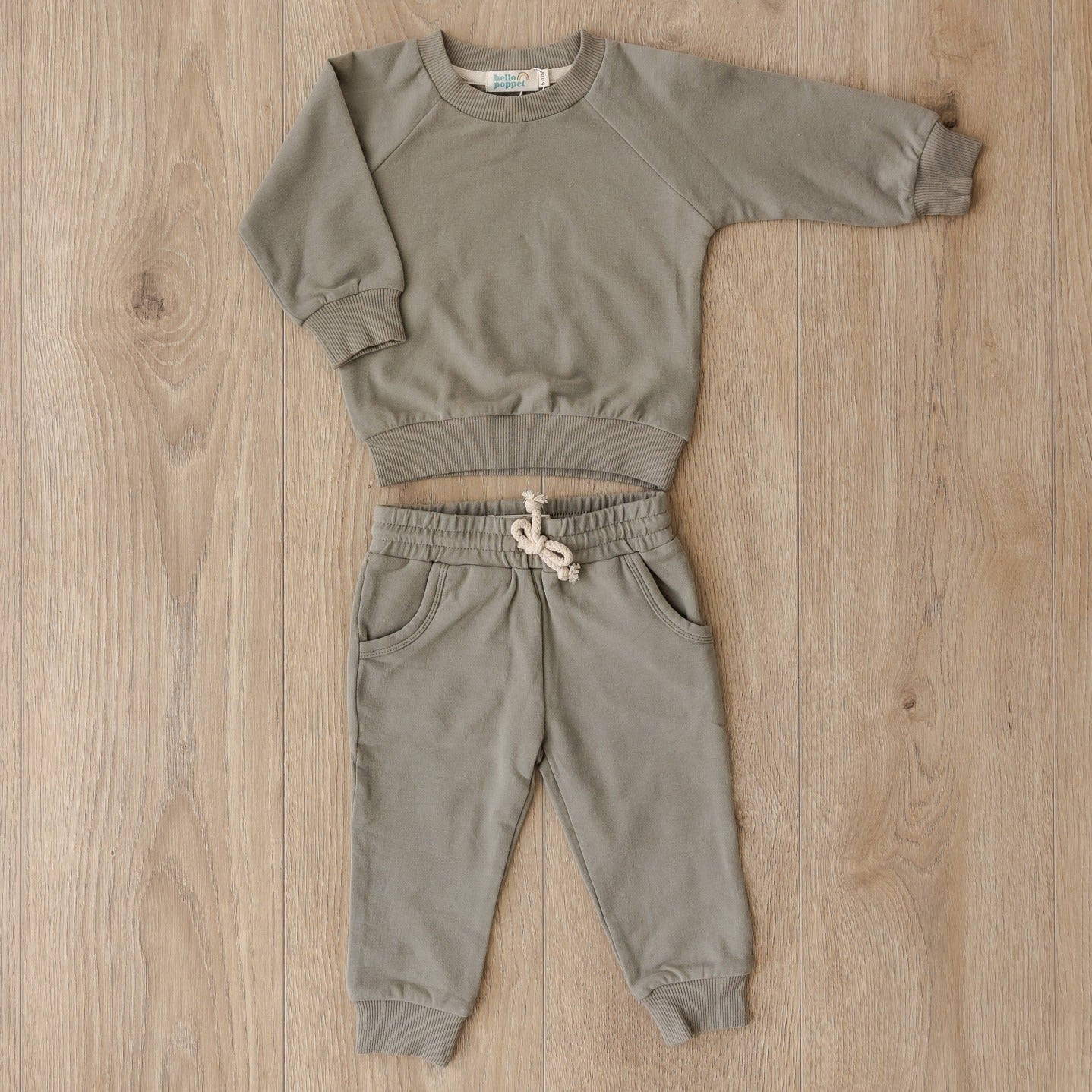 Hello Poppet Drew Set in Moss available at Bear & Moo