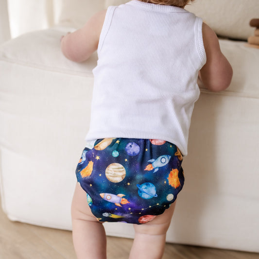 Bear & Moo Space Rockets Reusable Cloth Nappy | Large