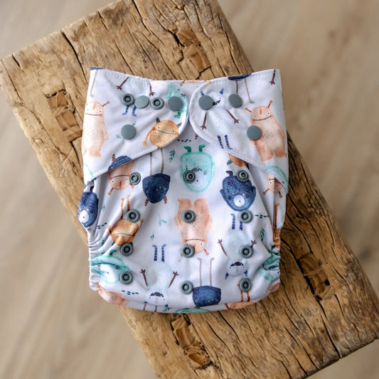 Bear & Moo Large Reusable Cloth Nappies | Monsters