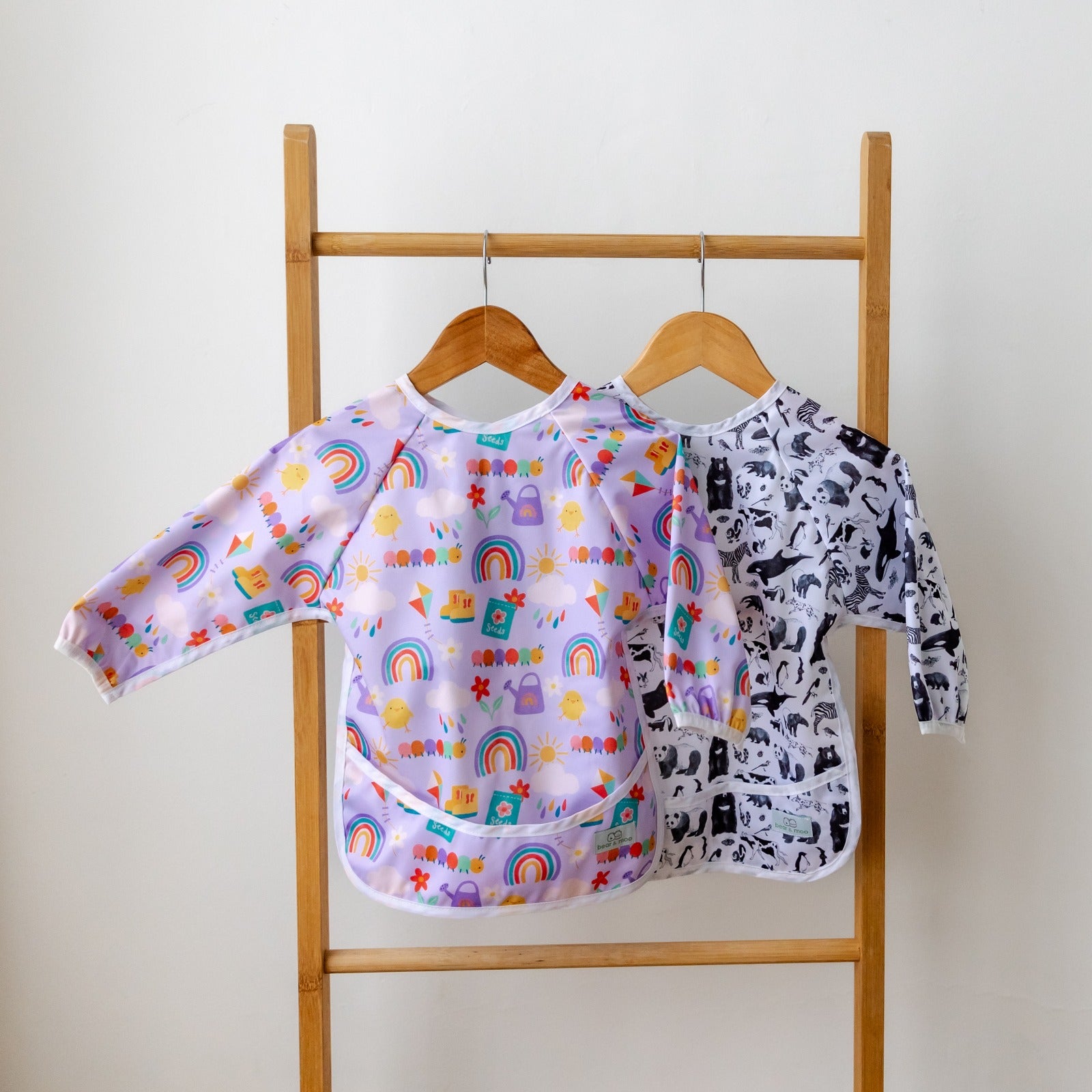 Bear & Moo Sleeved Bib | Spring Garden