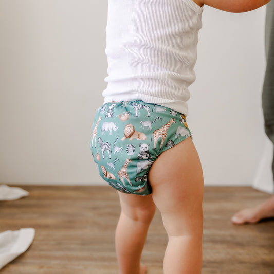 Safari Animals Cloth Nappy | Large