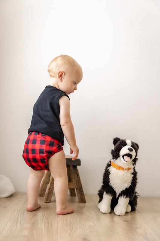 Gumboot Gingham Cloth Nappy | Large