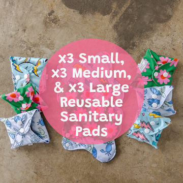 Reusable Sanitary Pad 9 Pack Bundle | Mixed Size