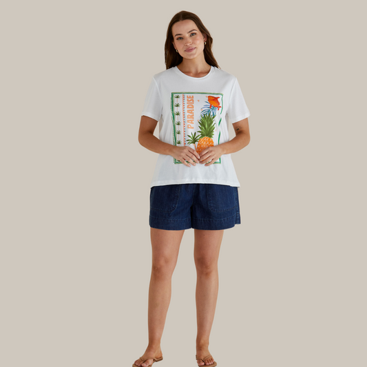Betty Basics Ellia Crew Tee | Paradise available at Bear & Moo
