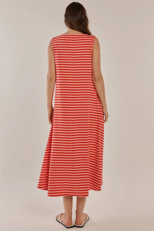 Sabrina Maxi Dress | Pink Red Stripe