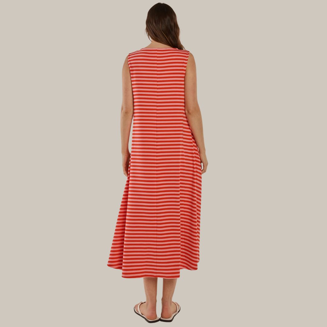 Betty Basics Sabrina Maxi Dress | Pink Red Stripe available at Bear & Moo