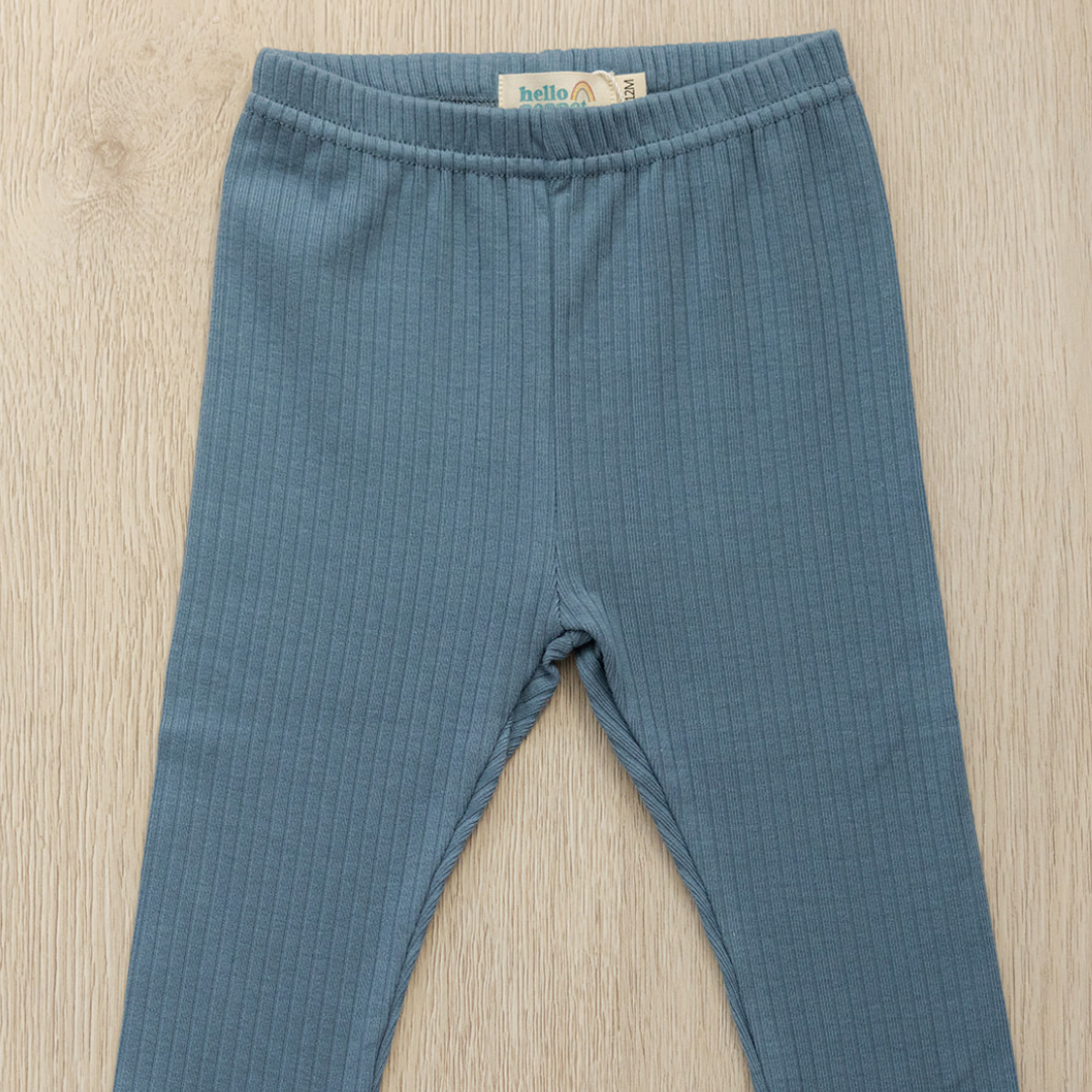 Hello Poppet Ribbed Leggings in Ocean available at Bear & Moo