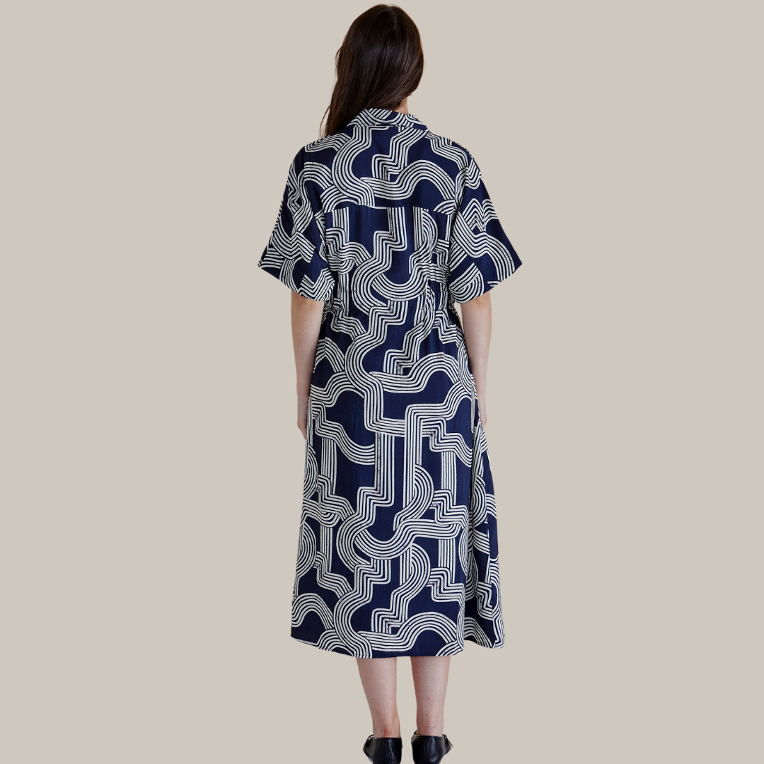 Betty Basics Skye Dress | Navy Geo available at Bear & Moo