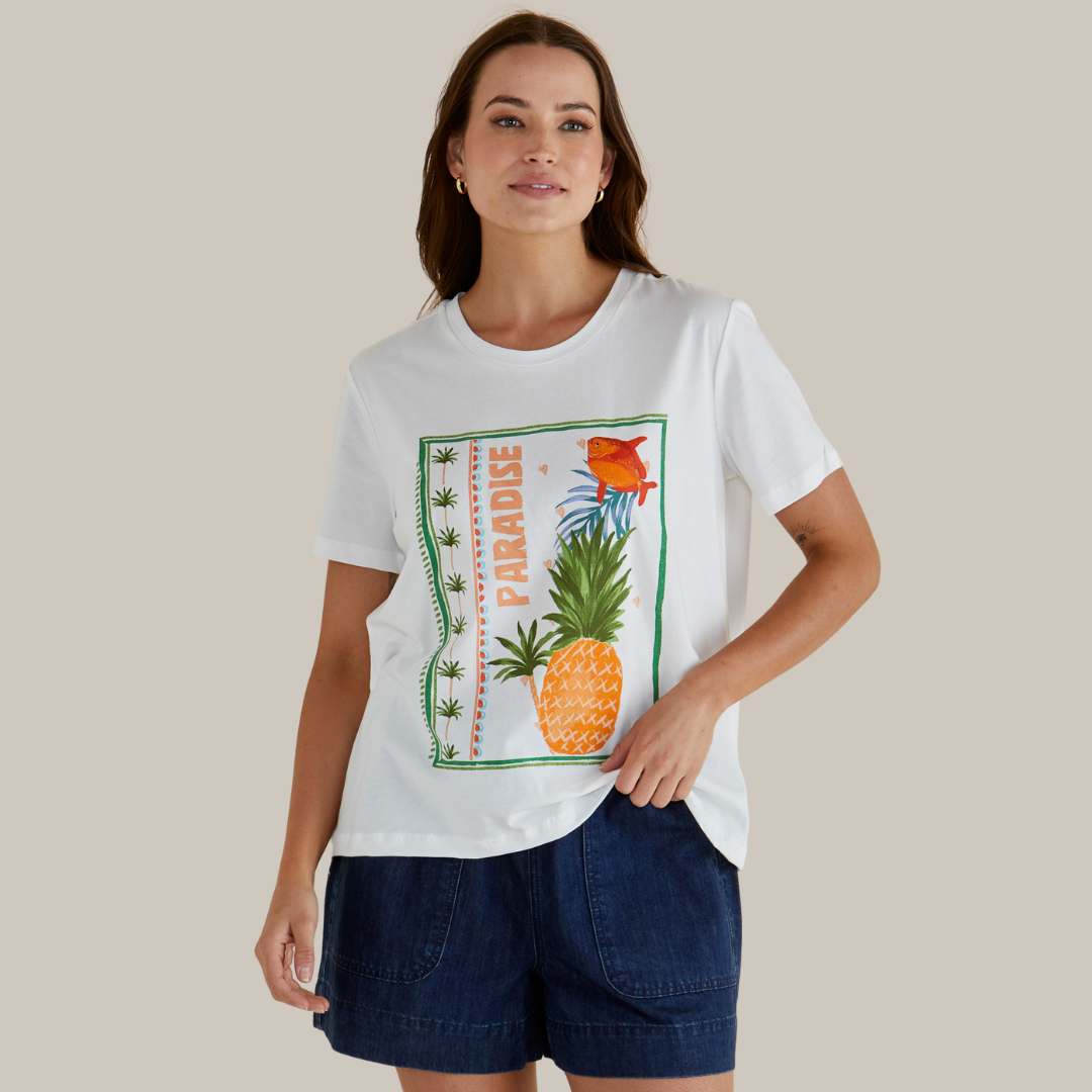 Betty Basics Ellia Crew Tee | Paradise available at Bear & Moo