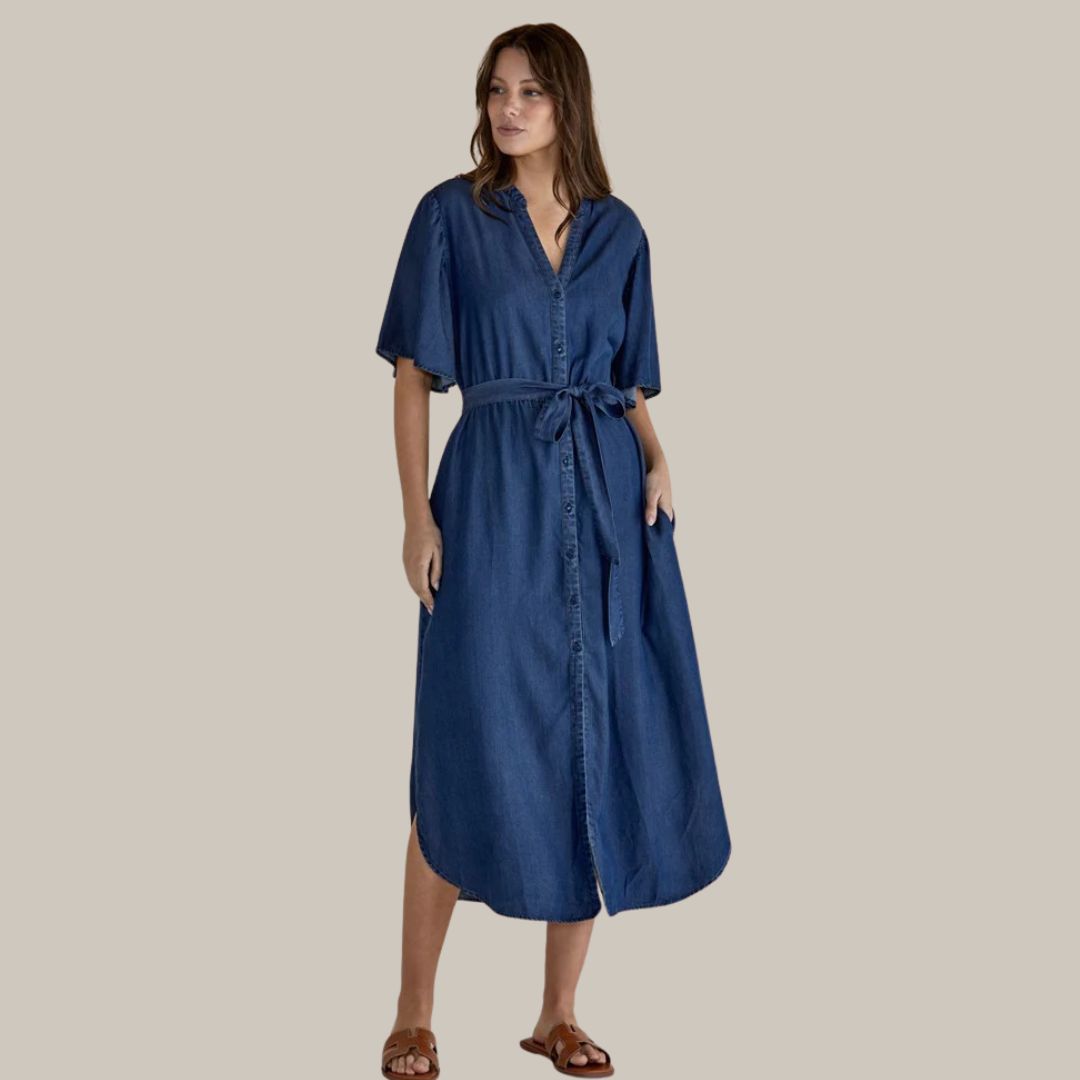 Betty Basics Dresden Lyocell Dress | Dark Indigo available at Bear & Moo