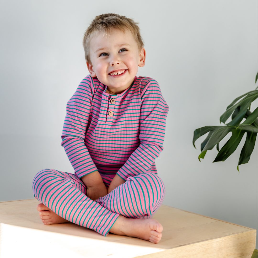Hello Poppet Ribbed Pyjamas available at Bear & Moo