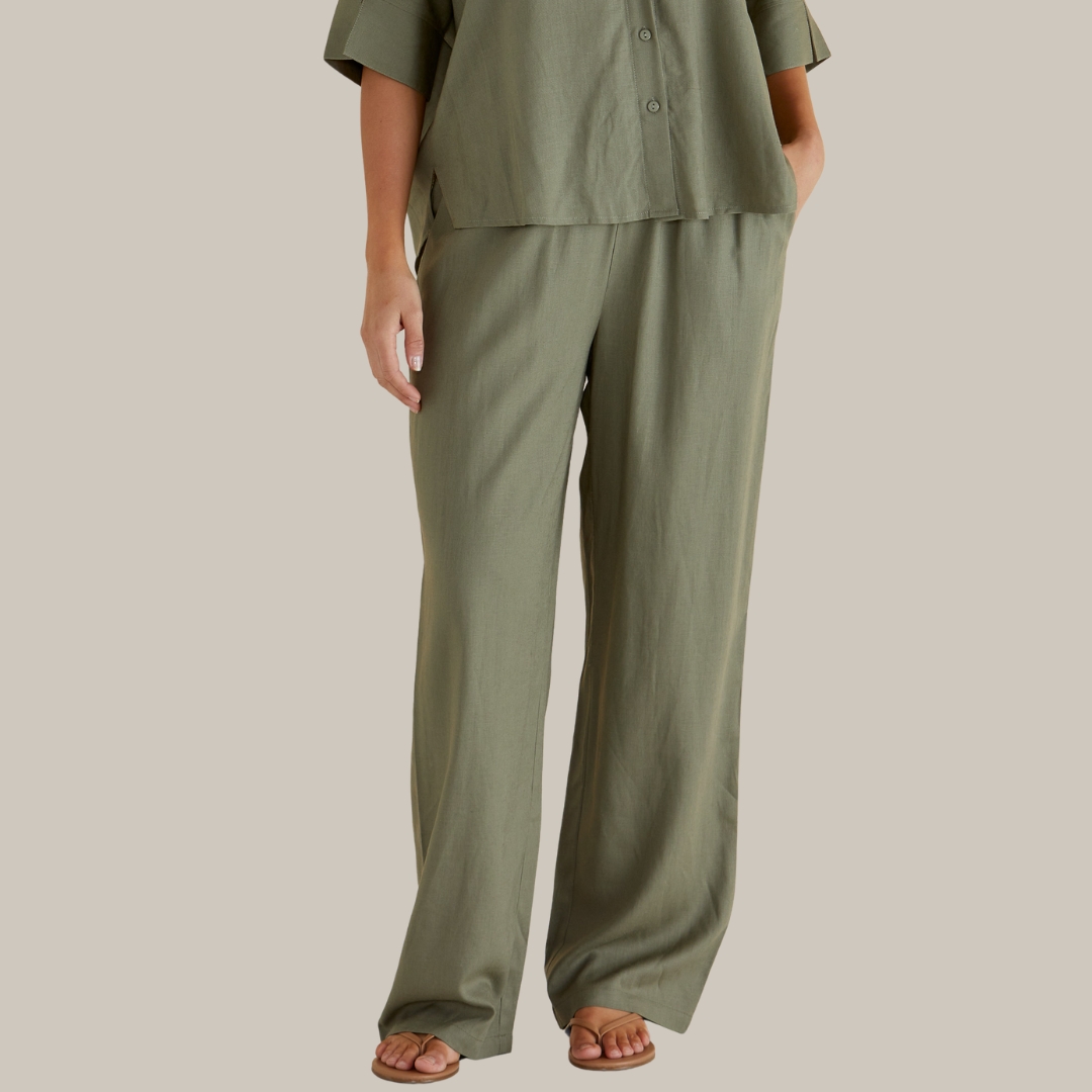Betty Basics Zaza Relax Pant | Olive available at Bear & Moo