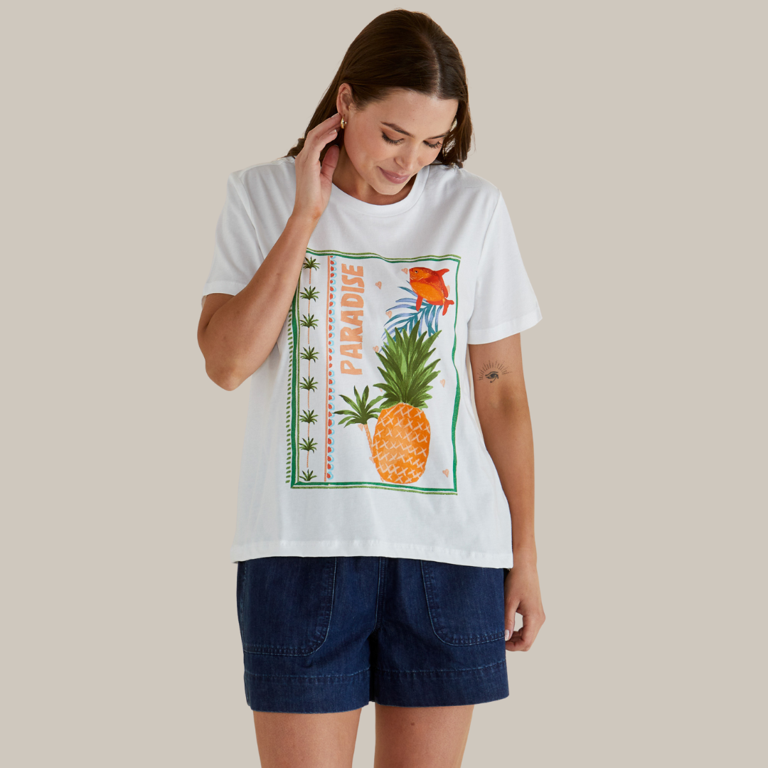 Betty Basics Ellia Crew Tee | Paradise available at Bear & Moo