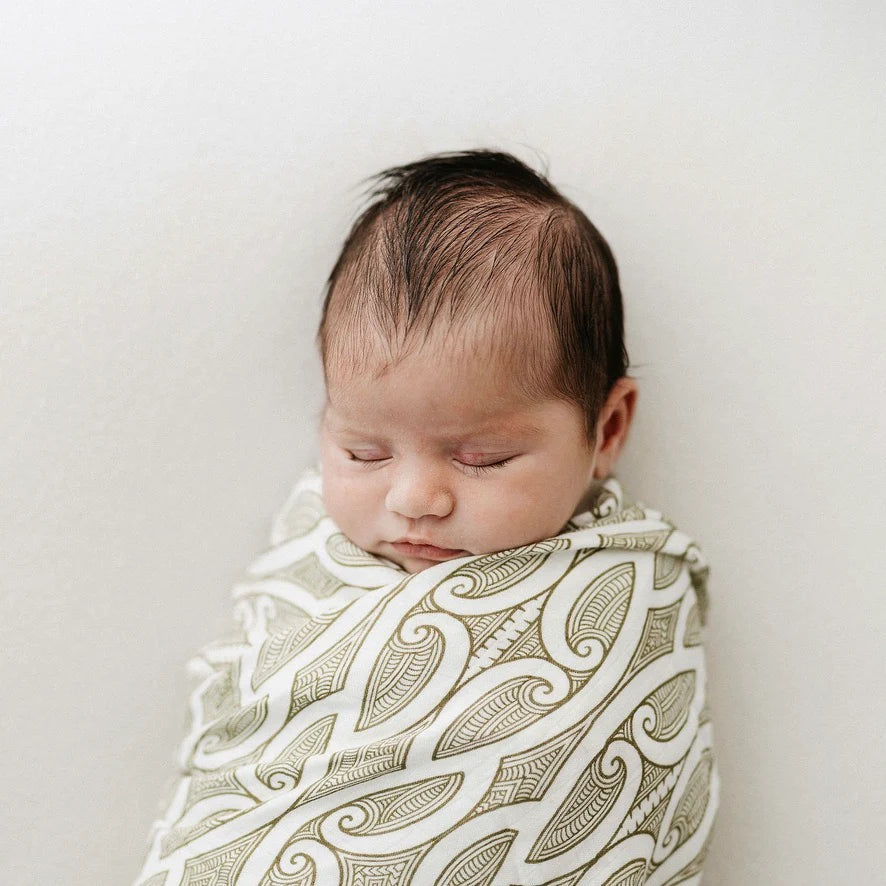 BO & KO Baby Te Pātiki Pēpi Wrap | Green available at Bear & Moo