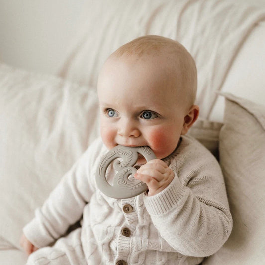 BO & KO Baby Koru Teether | Olive available at Bear & Moo