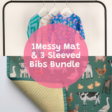Messy Mat + 3 Sleeved Bibs Bundle