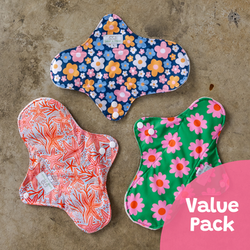 Reusable Sanitary Pad Bundle | 3 Pack Large