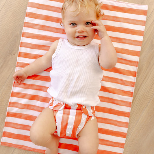 Coral Stripes Reusable Change Mat