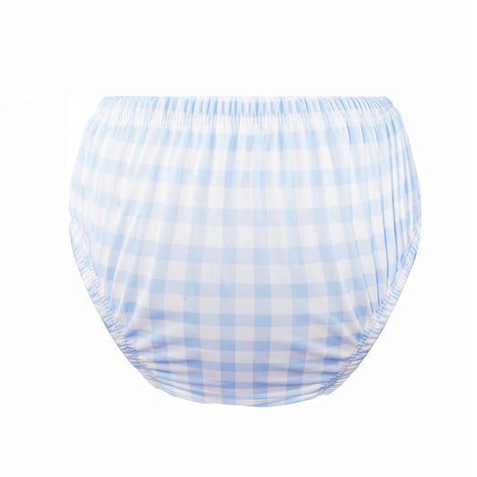 Bear & Moo Large Reusable Swim Nappy in Cornflower Gingham print