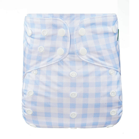 Bear & Moo Reusable Cloth Nappy in Cornflower Gingham print