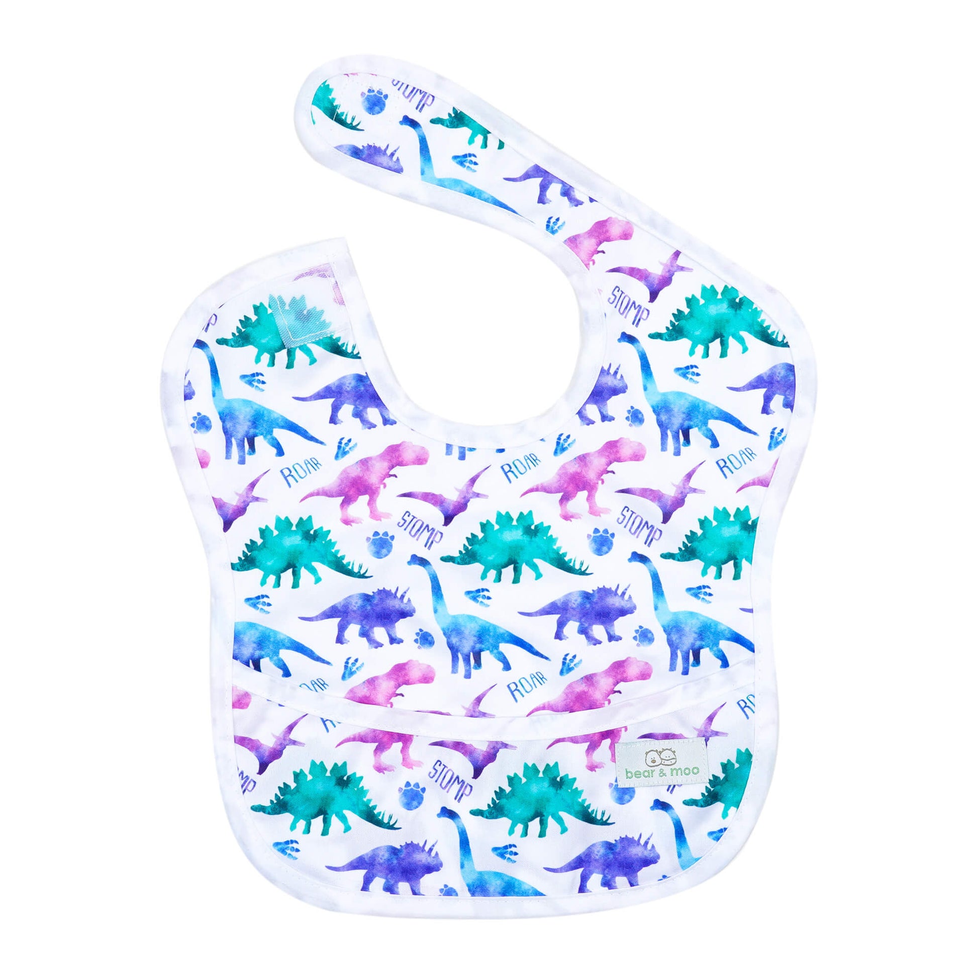 Bear & Moo Classic Bib in Dino Stomp print