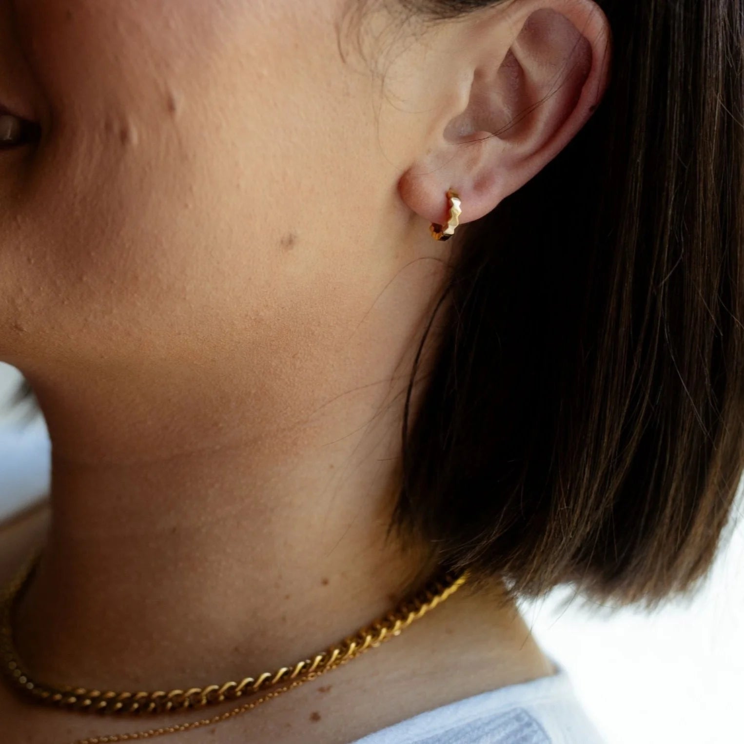 Katyb Jewellery Mini Hex Hoop Earrings available at Bear & Moo