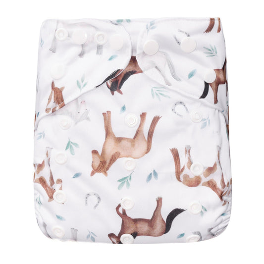 Bear & Moo Horses Cloth Nappy | One Size Fits Most