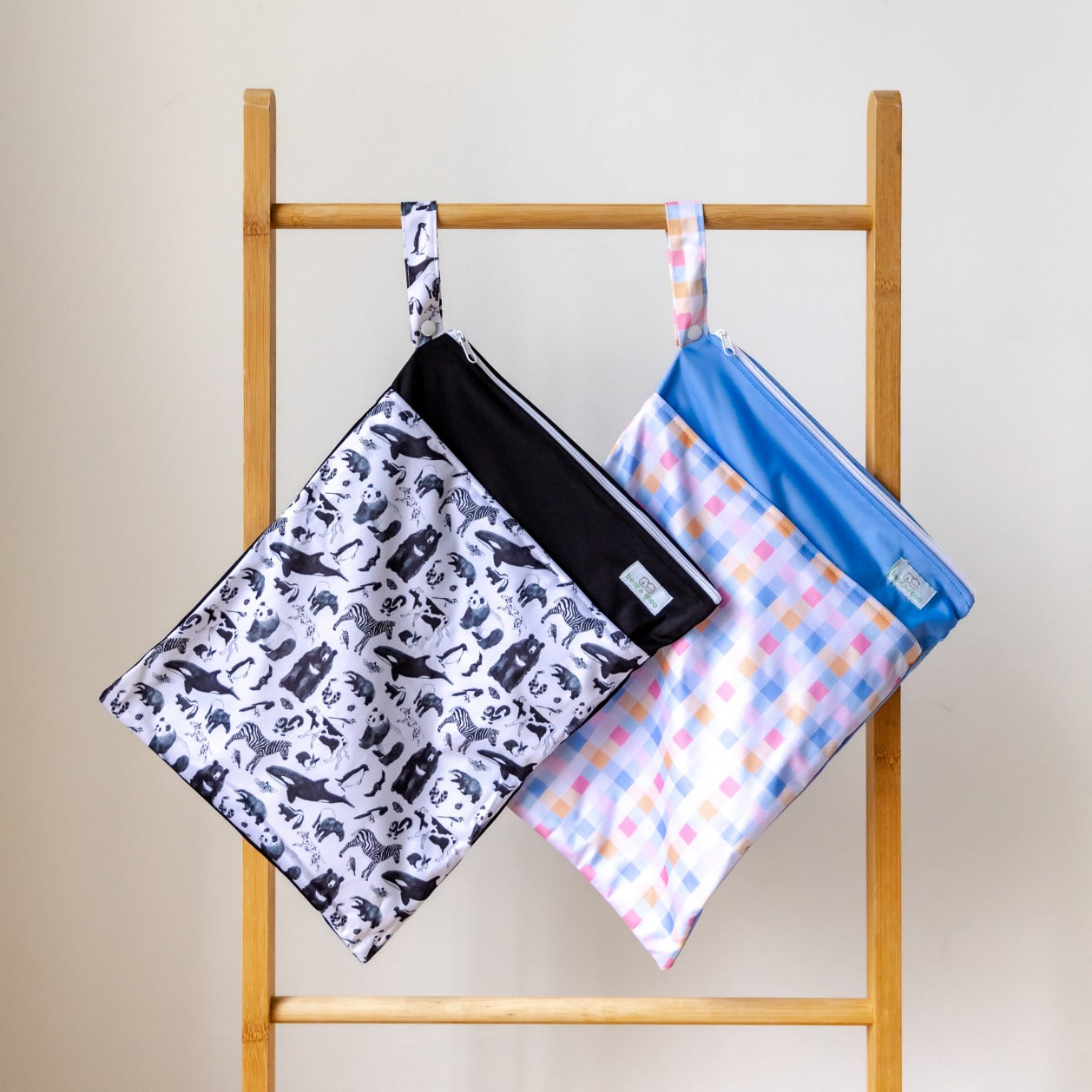 Bear & Moo Large Wet Bag | Monochrome Animals