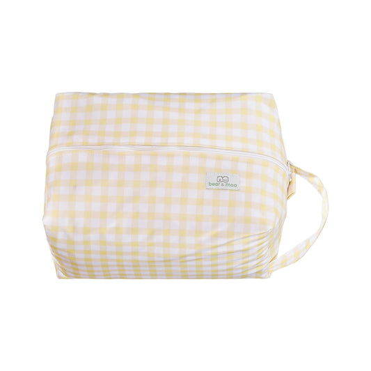 Bear & Moo Nappy Pod in Lemonade Gingham print