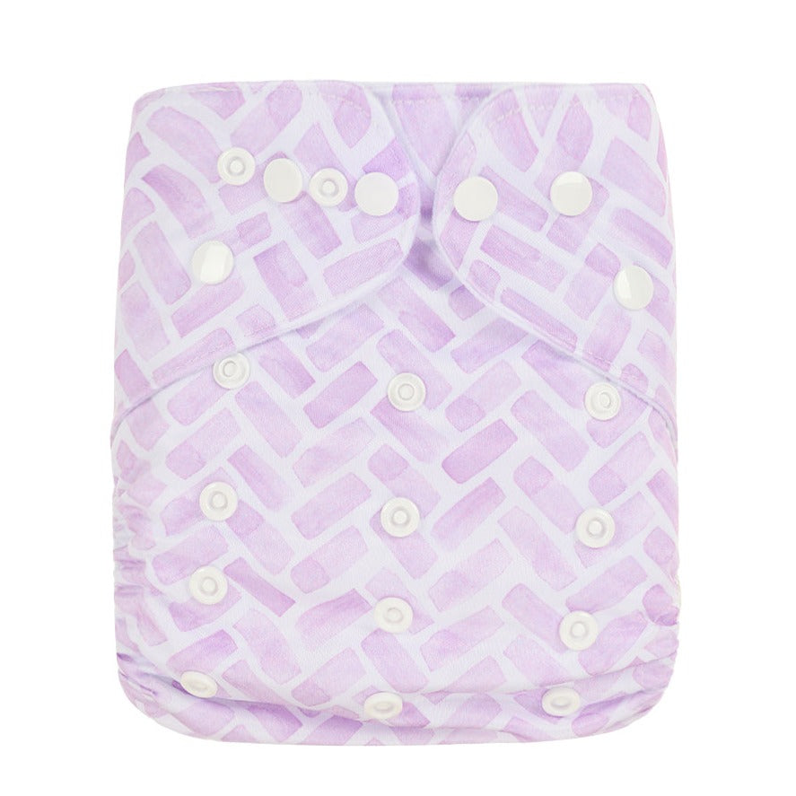 Bear & Moo Herringbone Lilac Cloth Nappy | One Size Fits Most