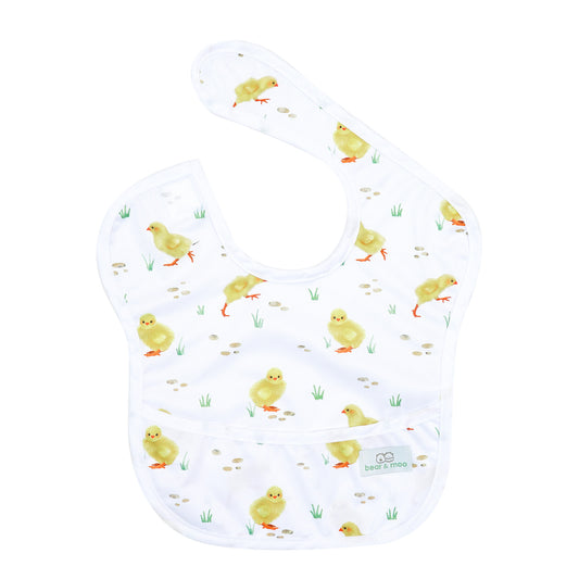 Bear & Moo Classic Bib in Little Chicks print