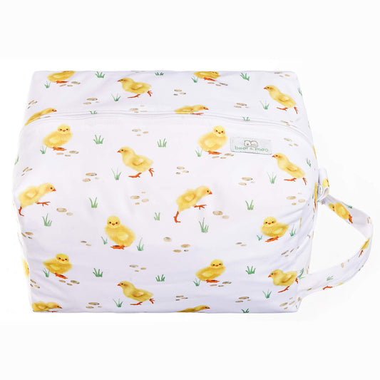 Bear & Moo Nappy Pod | Waterproof Baby Bag in Little Chicks Print