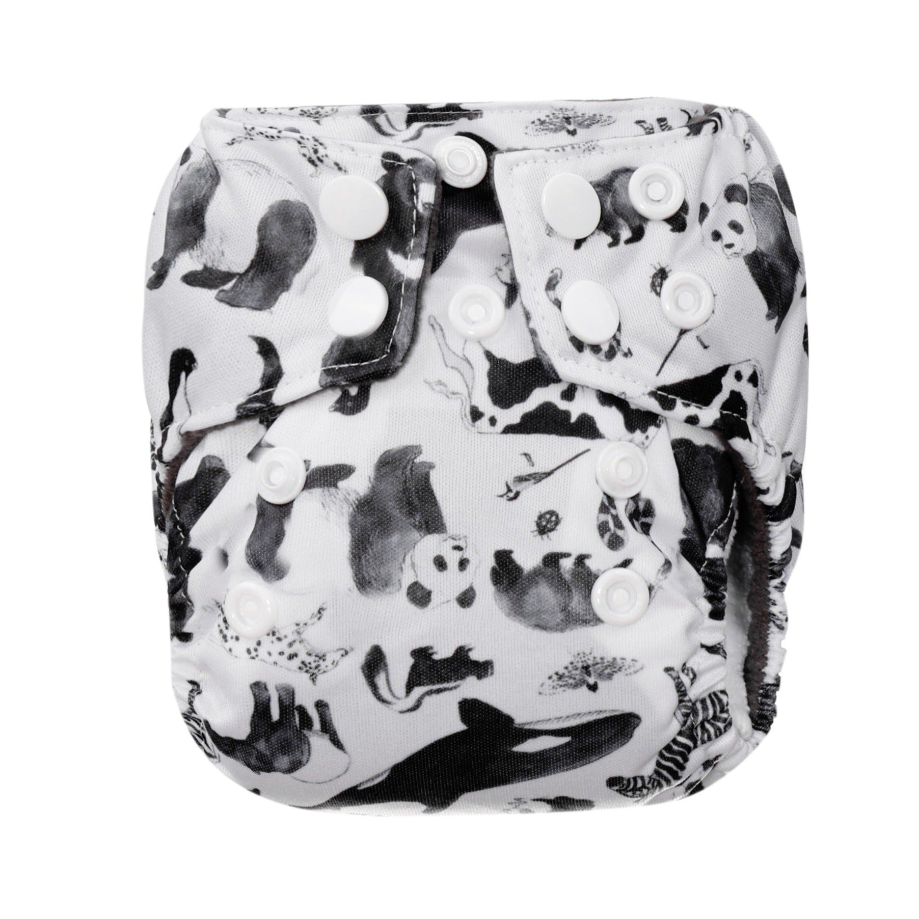 Bear & Moo Monochrome Animals Newborn Nappy