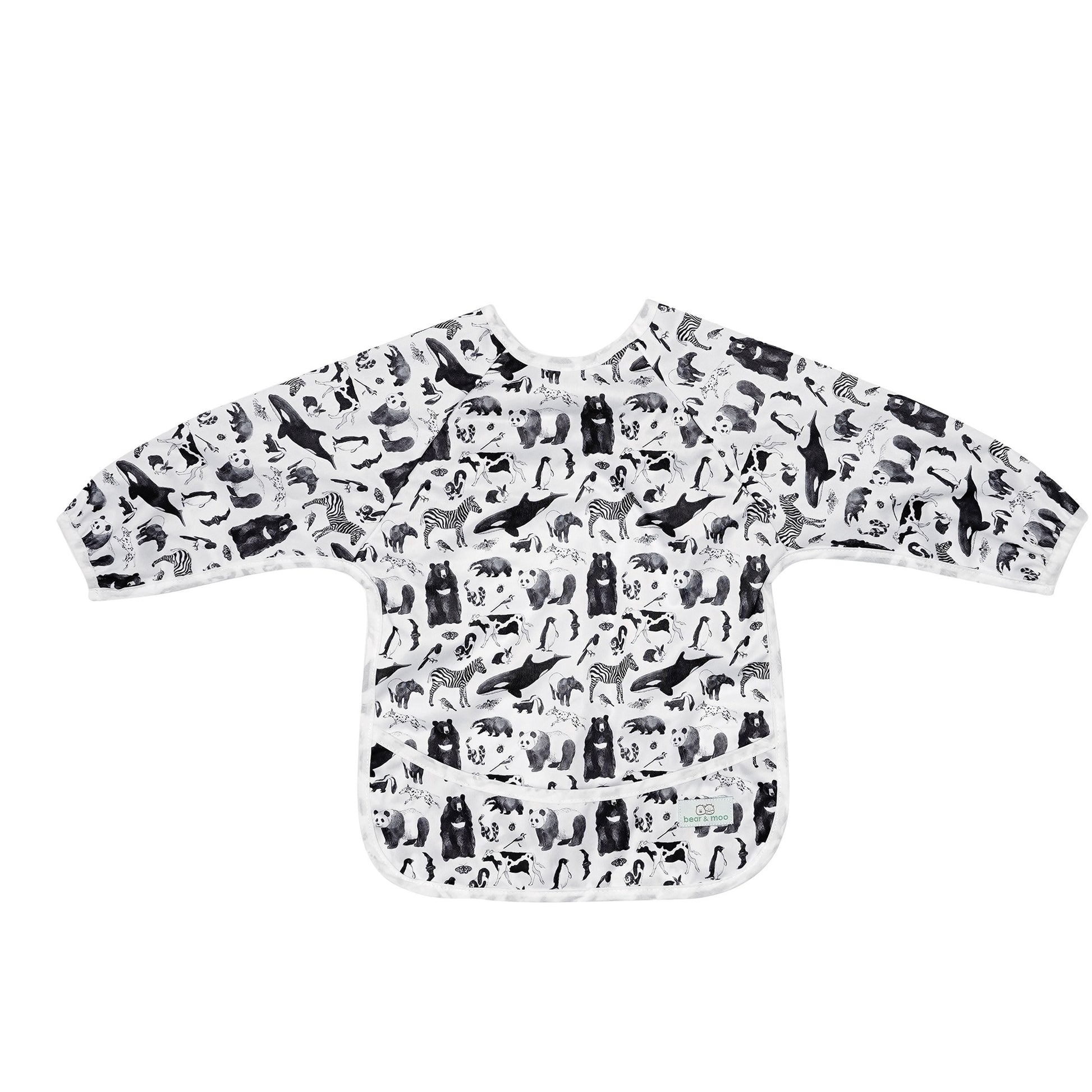 Bear & Moo Sleeved Bib | Monochrome Animals