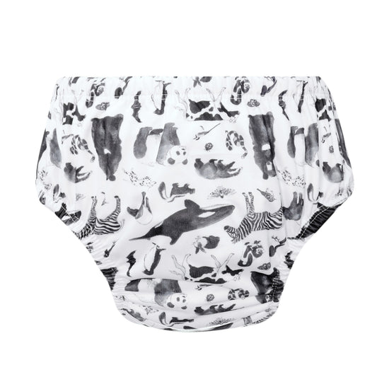 Bear & Moo Large Swim Nappy | Monochrome Animals