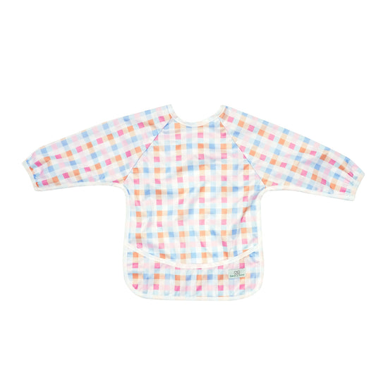 Bear & Moo Sleeved Bib | Pastel Plaid