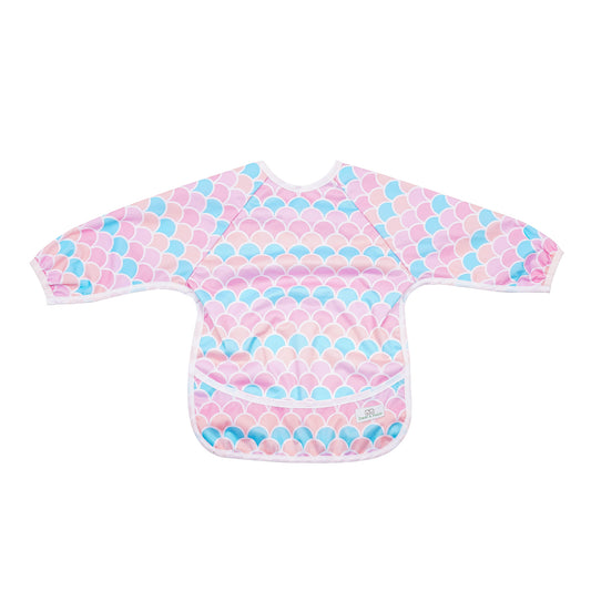 Bear & Moo Sleeved Bib in Pastel Scales print