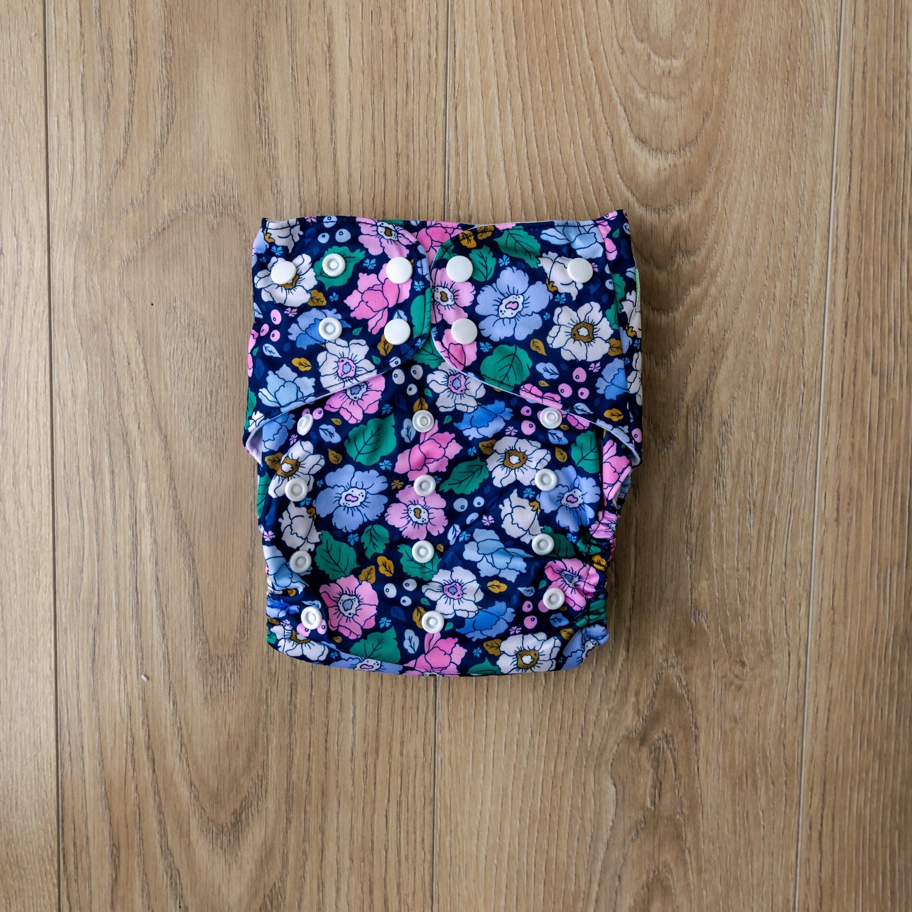 Bear & Moo Retro Vintage Blooms Reusable Cloth Nappy | Large