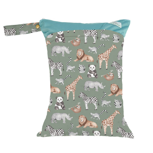 Bear & Moo Reusable Large Wet Bag in Safari Animals