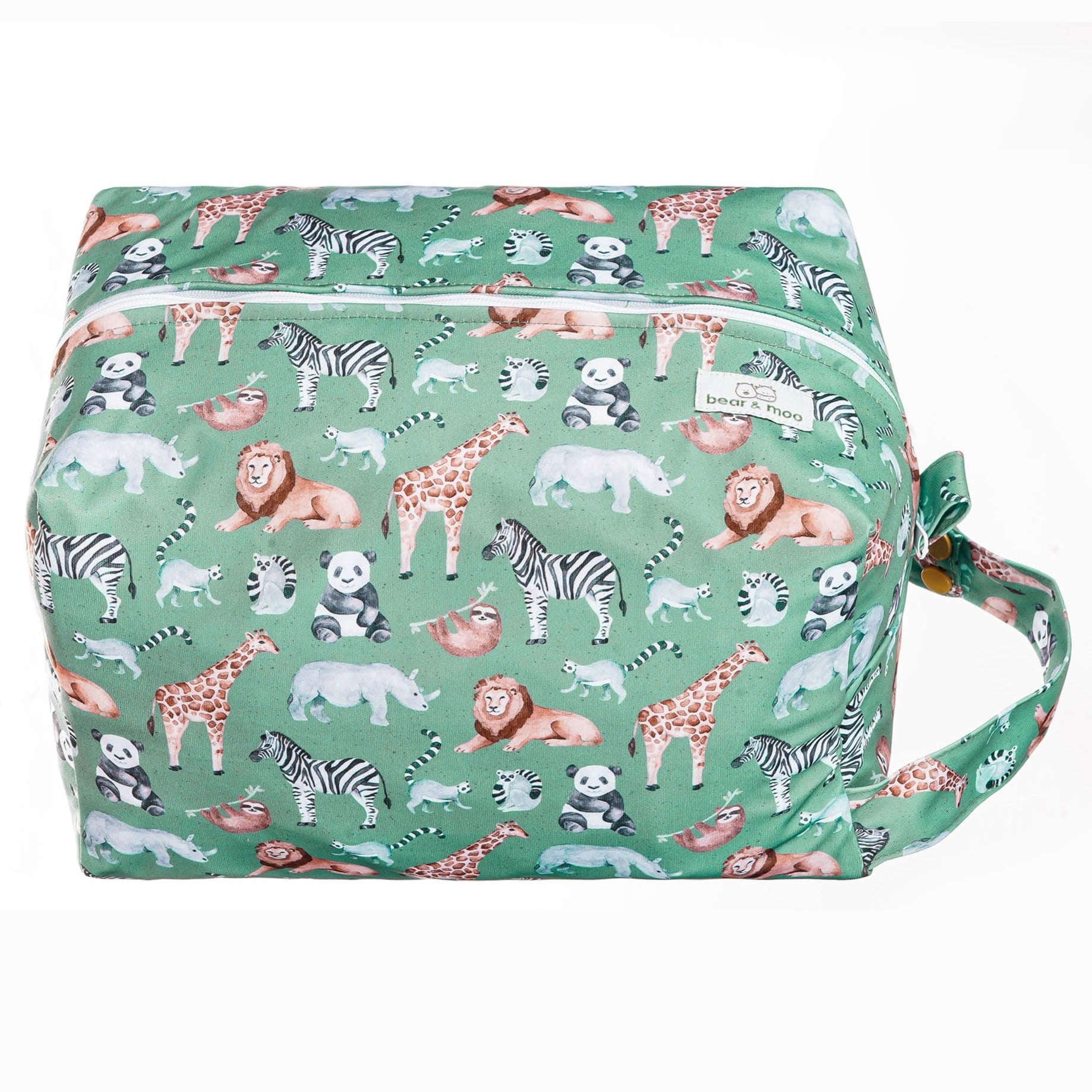 Bear & Moo Nappy Pod | Waterproof Baby Bag in Safari Animals Print