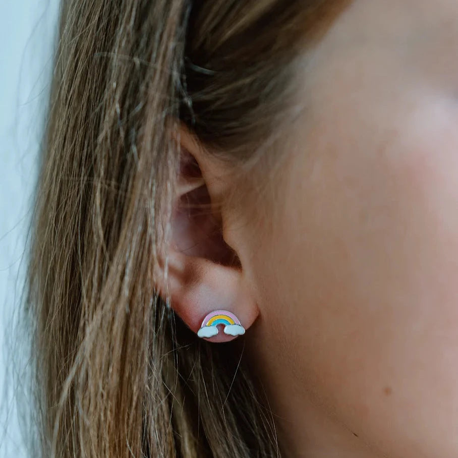 Silver Linings Collective Rainbow Enamel Studs | Silver available at Bear & Moo